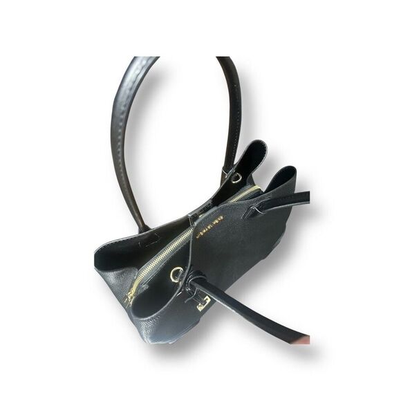 Michael Kors Mercer Gallery Leather Tote Black Gold Hardware Center Zip Pebbled - Picture 12 of 16